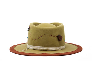 Back side of yellow handmade hat "Amalfi Coast" Luisa Ferne made to measure hats