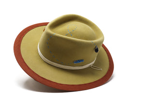 Left side of yellow handmade hat "Amalfi Coast" Luisa Ferne made to measure hats